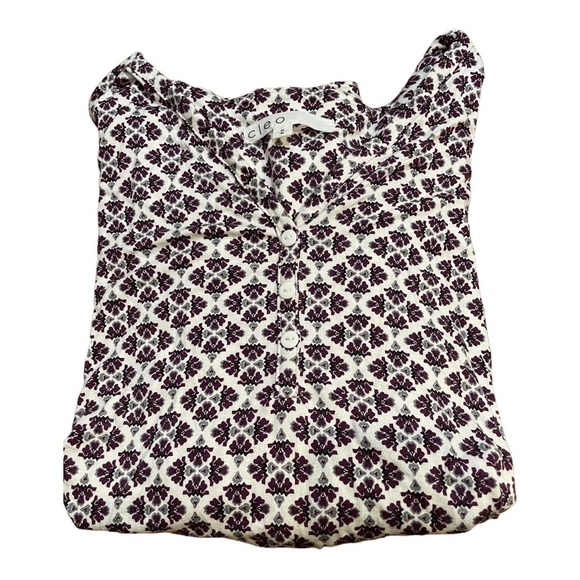 Cleo V-Neck Purple And Grey Henley Long Sleeve Top Size M - Picture 3 of 4